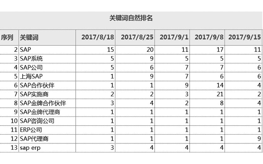 网站关键词自然排名表